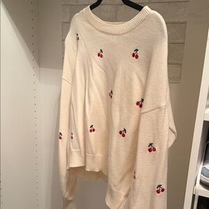 Jessica Simpson Ivory Sweater with Cherry Embroidery